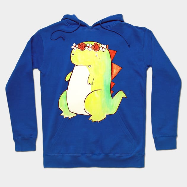 Flower Crown Watercolor Dino Hoodie by saradaboru